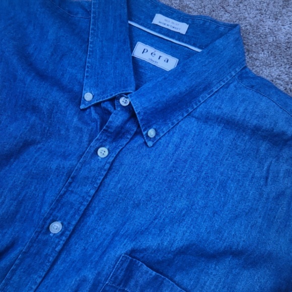 Other - Men's Blue Button-Down Chambray Shirt